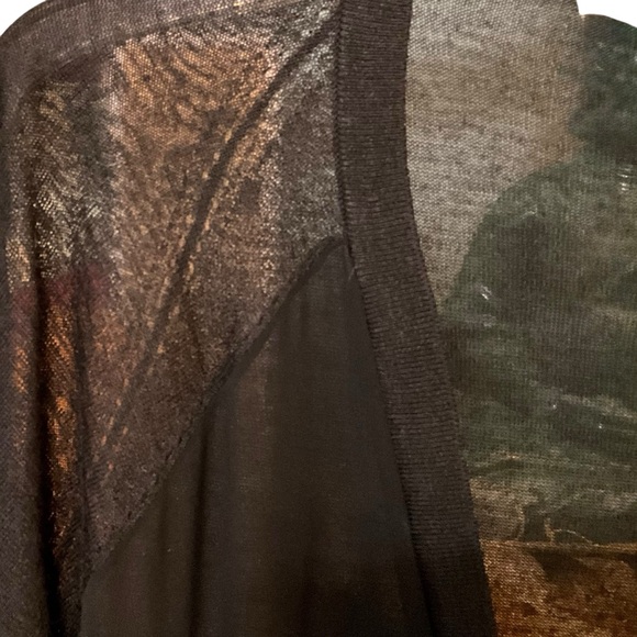 The Loft Long Sheer Front V Neck Button Mixed Media Cardigan - Picture 4 of 16